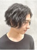 波巻きパーマセンターパートツイストパーマメンズマッシュパーマ