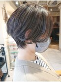 白髪ぼかしハイライト／ショート