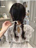パーティーヘア編みおろしツインテール
