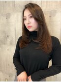 姫カットレイヤーミディアムレイヤーアプリコットオレンジ　D