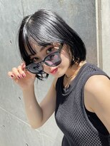 ピークアブー 原宿ハラカド(PEEK-A-BOO) 黒髪ボブくせ毛多毛ロブ外ハネストレートオイル仕上げウェット夏