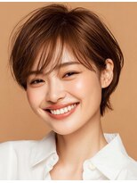 ルシードスタイル アウラ 松戸市五香(LUCIDO STYLE Aura)&nbsp;ナチュラルブラウン×ラウンドバングの柔らかショートボブ/松戸