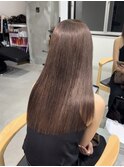 ブリーチなしチョコレートブラウンヘーゼルブラウン艶髪ロング