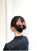 推し活、推し色、ヘアアレンジ、カチモリ、まとめ髪、お呼ばれ