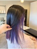 インナーカラーパープルカラーデザインカラーケアブリーチカラー