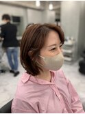 肩上ボブ大人可愛いボブひし形ボブアッシュベージュ