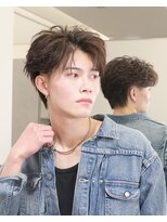 ビカムメンズヘアー 栄店(become men's hair)&nbsp;フェザーパーマニュアンスパーマフェザーショート毛流れパーマ