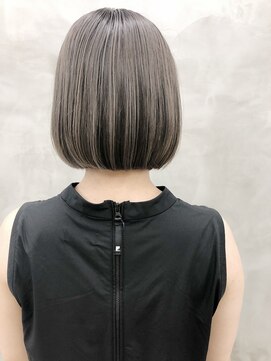 スー 渋谷(suu) 【SUN】ツヤ感ブリーチ☆クールグレージュボブ＊