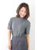 【黒髪　久米田】ミディアムウルフ＊小顔ヘア＊ことりベージュ