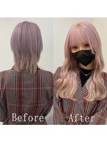 あるじゃんすー 神戸三宮店&nbsp;ピンク×ベージュ#シールエクステ#ベビーピンク#くびれヘア#神戸