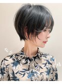 メルティカラーセクシーミディホワイトクレージュ外ハネボブ田邊