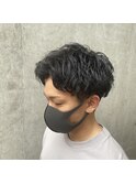 メンズカット黒髪アップバングショートヘア短髪
