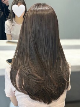 ノク 渋谷(nok) 透けるグレージュカラー_前髪アンブレラカラーこなれミディ