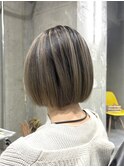 ボブバレイヤージュ/船橋/くすみベージュ/細めハイライト