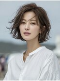 ☆ホワイトグレージュミニウルフデジタルパーマチェリーブラウン