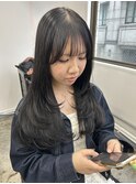 ロングレイヤー×透け感グレージュ