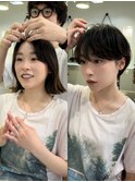 黒髪ショート/耳掛けショート/可愛いショート/絶壁解消/下村直也