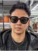 極道パーマホワイトメッシュフェード短髪メンズ髪型