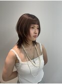 ミディアムヘア暗めカラー/デザインカラー/フェイスフレーミング
