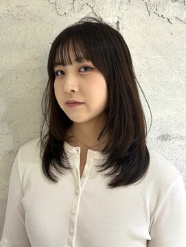 ヨーク(YOKE) 【YOKE】ナチュラルブラウンレイヤーカットミディアム顔周り前髪