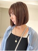王子駅切りっぱなしボブ透明感カラー