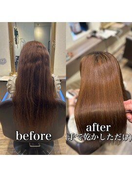 ルフール 千葉店(ref-le) 繰り返しのセルフカラー毛もまとまりのあるツヤツヤストレートに