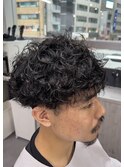 刈り上げマッシュ 無造作 プードルパーマ