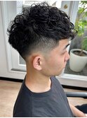 スペインカールラルフカールフェードカットメンズ外国人風パーマ