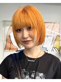 オレンジハイトーンボブカラー
