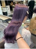 9553髪質改善ラベンダーパープルパープルブラックレイヤーロング