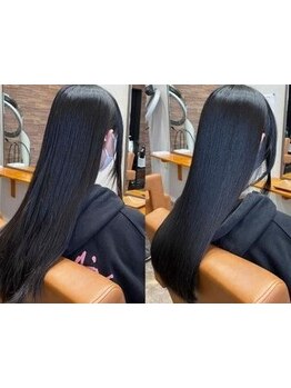 まるで『元からサラツヤ髪』な仕上がりは必見◎毛髪改善トリートメントとセット施術がオススメです♪