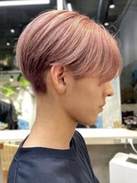 メンズハイトーンミルクティーピンクベージュカラーダブルカラー