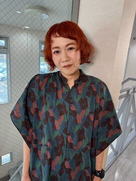 ロペ(ROPE.) フレンチカーリーボブ（くせ毛）×ブリーチ無しオレンジカラー