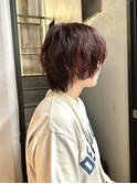 メンズライクマッシュパーマハイライトレッドボルドールビー