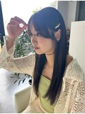 顔まわりカット/フレンチバング/ピンアレンジ/おくれ毛カット