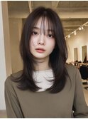 ミディアムレイヤー顔周りレイヤーハッシュカット韓国へア