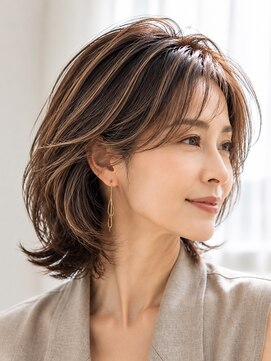 サーカス バイ ビュートリアム 青山(CIRCUS by BEAUTRIUM) 40代50代 大人の上品ふんわりレイヤー×白髪ぼかしハイライト