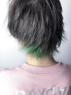 サロンドミルク 原宿(salon de MiLK) 裾グリーン×ショートレイヤー