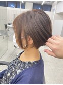 大人可愛い丸みショート脱白髪染めハイライトオージュアTr