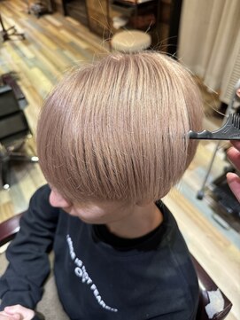 ラグーン(LAGOON) メンズカット/ブリーチカラー/ホワイトベージュ/韓国風ヘア