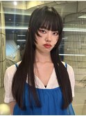 顔まわりレイヤーカット顔まわりカットデザインカット黒髪ロング