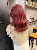 ピンクベージュ ピンクカラー ブリーチ1回