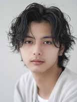 マーズ(MARS) ブルーブラック×ラウンジパーマ/20代30代40代