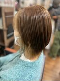 【Resta】くびレイヤーショートミディアム前髪ミルクティーボブ