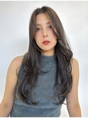 レイヤーロング×グレージュカラー×くびれ巻き