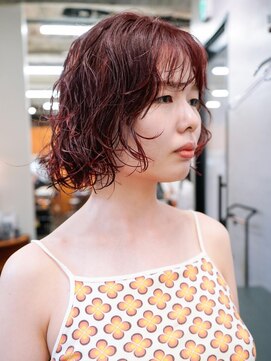ニール シトロン 名古屋 伏見 丸の内(NEELU citron) ボブパーマレッドカラーレイヤーパーマ