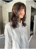 オリーブグレージュ◎ブリーチなし顔周りレイヤーくびれヘア