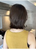 レイヤーボブ外ハネ透け感アッシュブラウン大人可愛い