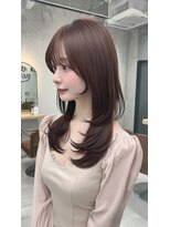 ノイエ 原宿 北参道(NoIE)&nbsp;レイヤーカットハッシュカットミルクティーベージュシースルー