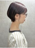 ピンクブラウン×丸みショート